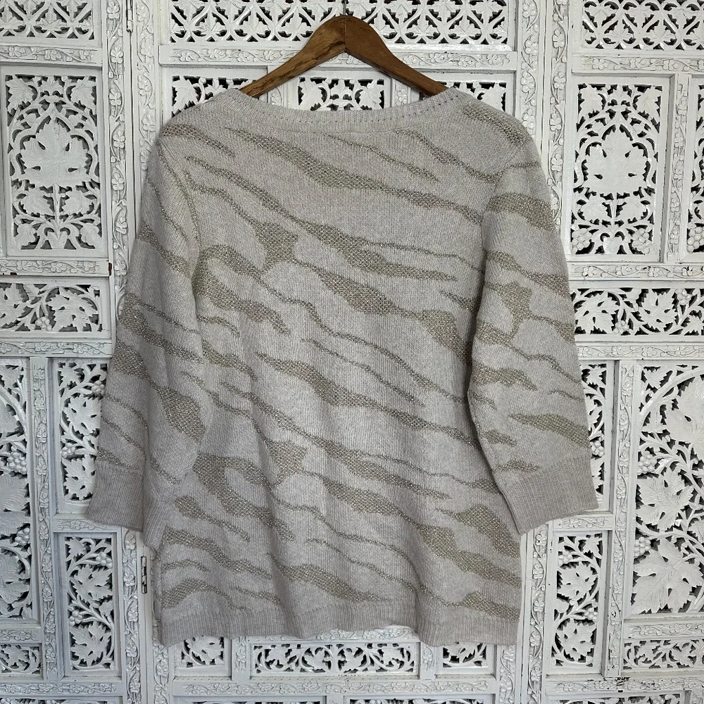 Coldwater Creek NWT Shimmery Gold &‎ Beige Wool Blend Sweater Sz XL